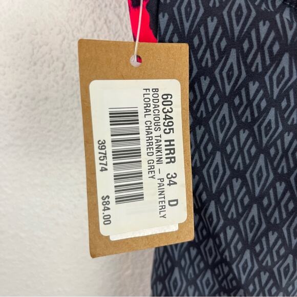 Title Nine Womens Bodacious Tankini Top Geometrical Floral Print Grey 34D NWT - Picture 7 of 8